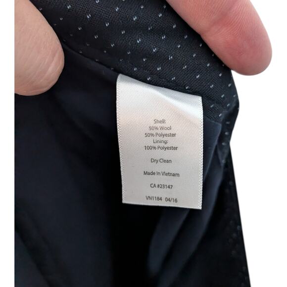 Talbot's Women's Plus Sz 20W Navy Polka Dot Wool Dress Pants Lined Slim Leg - Picture 6 of 6